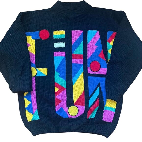 Jeri Jo Sweaters - Currants by Jeri Jo | Vintage 1980s abstract women's knit sweater.